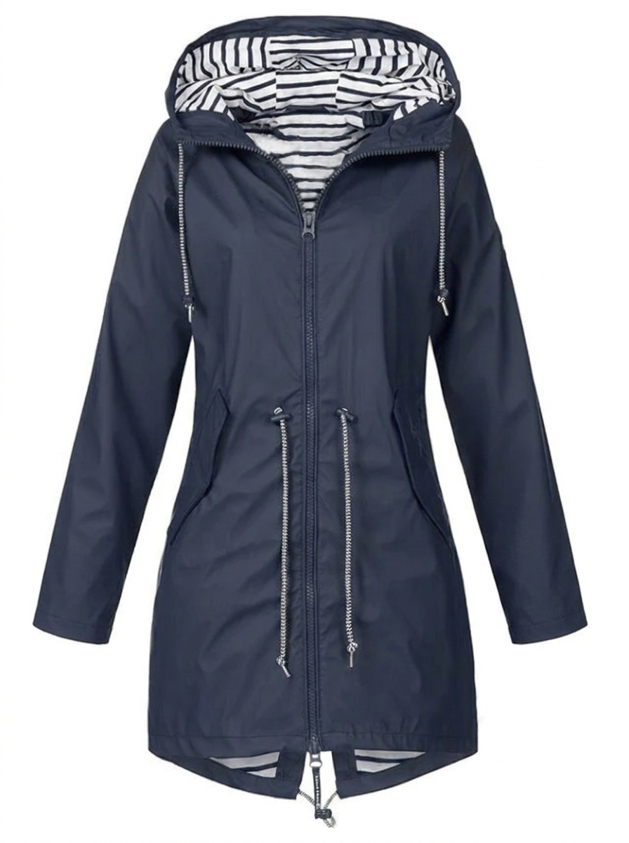 Manteau utilitaire à capuche, cordon de serrage et fermeture zippée pour femme