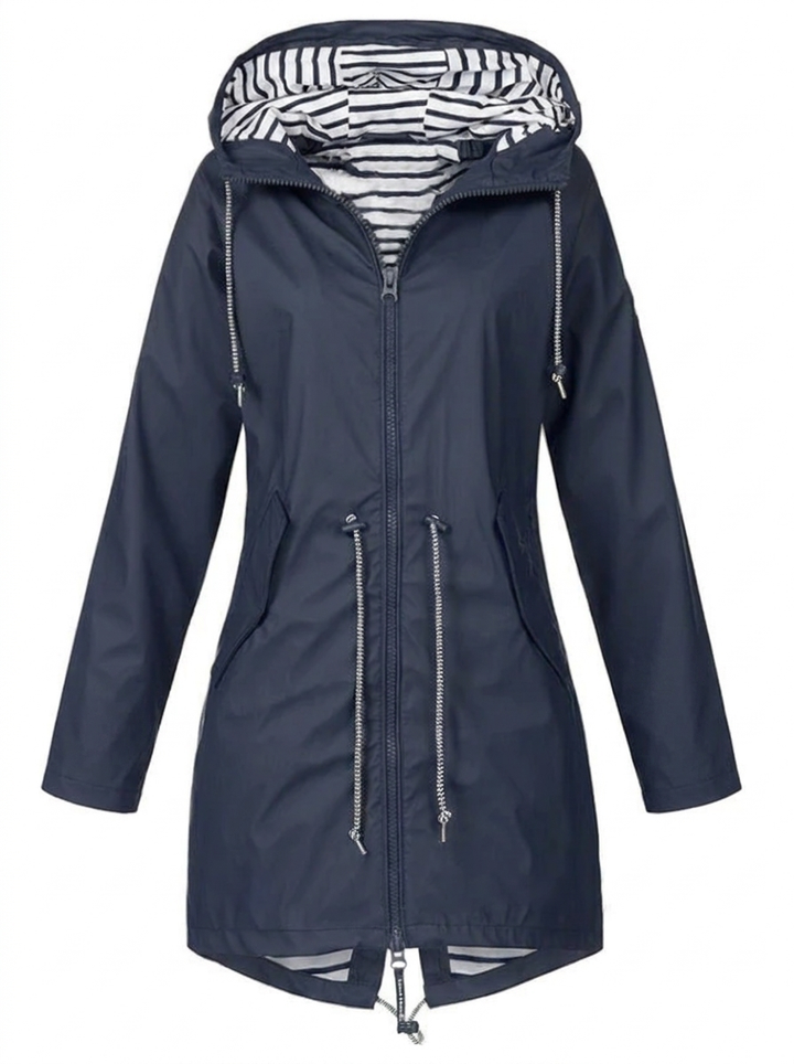 Manteau utilitaire à capuche, cordon de serrage et fermeture zippée pour femme