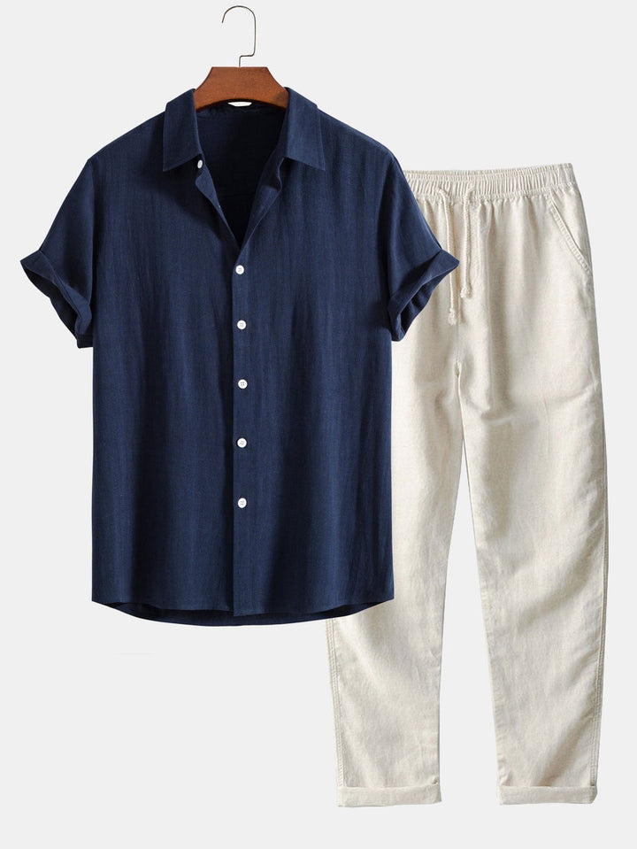 Men's Grandad Collar Button-Down Shirt