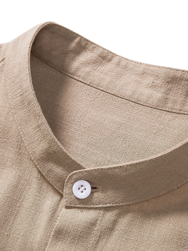 Men's Grandad Collar Button-Down Shirt