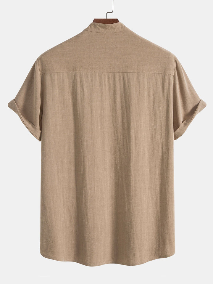 Men's Grandad Collar Button-Down Shirt