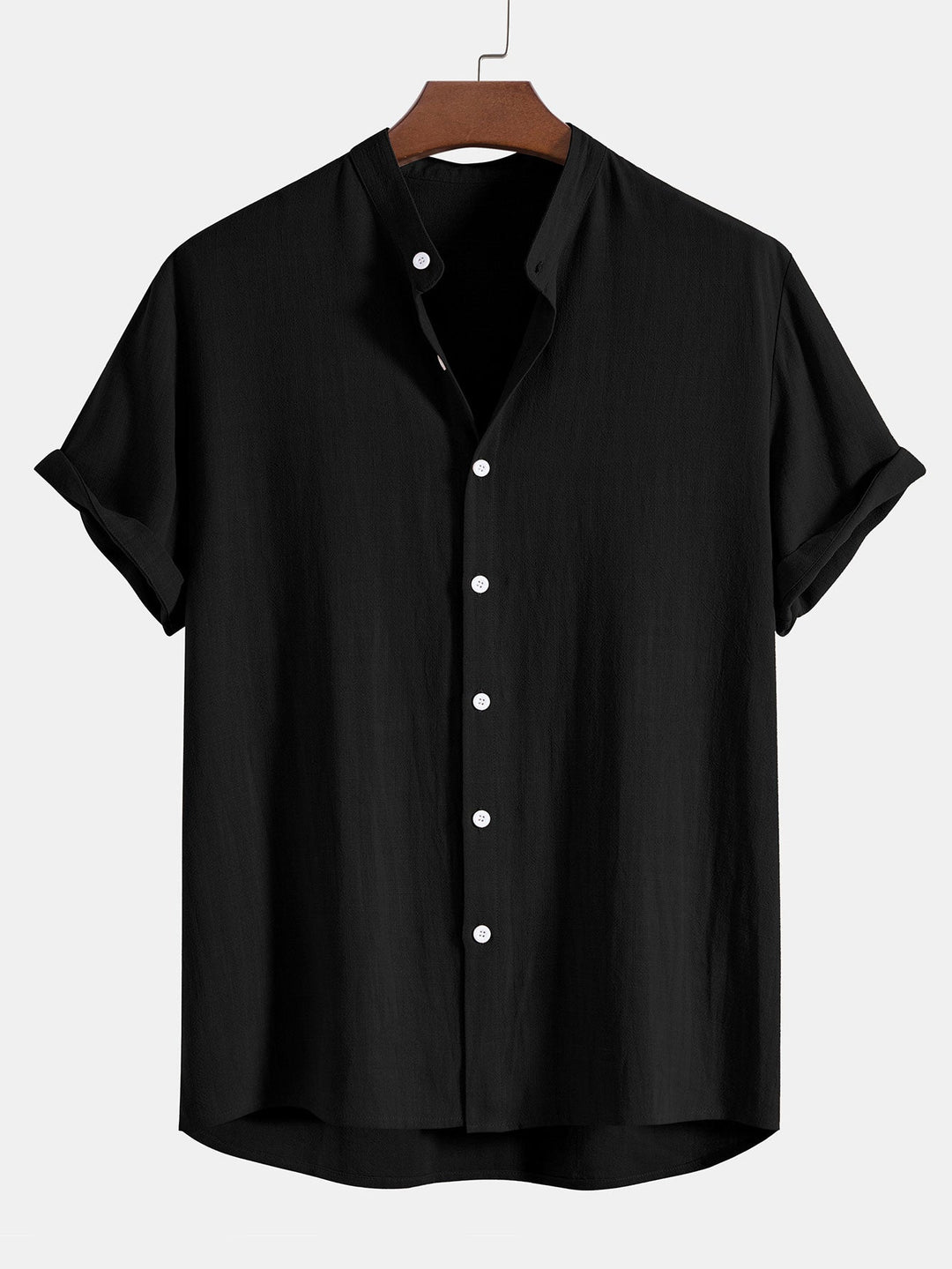 Men's Grandad Collar Button-Down Shirt