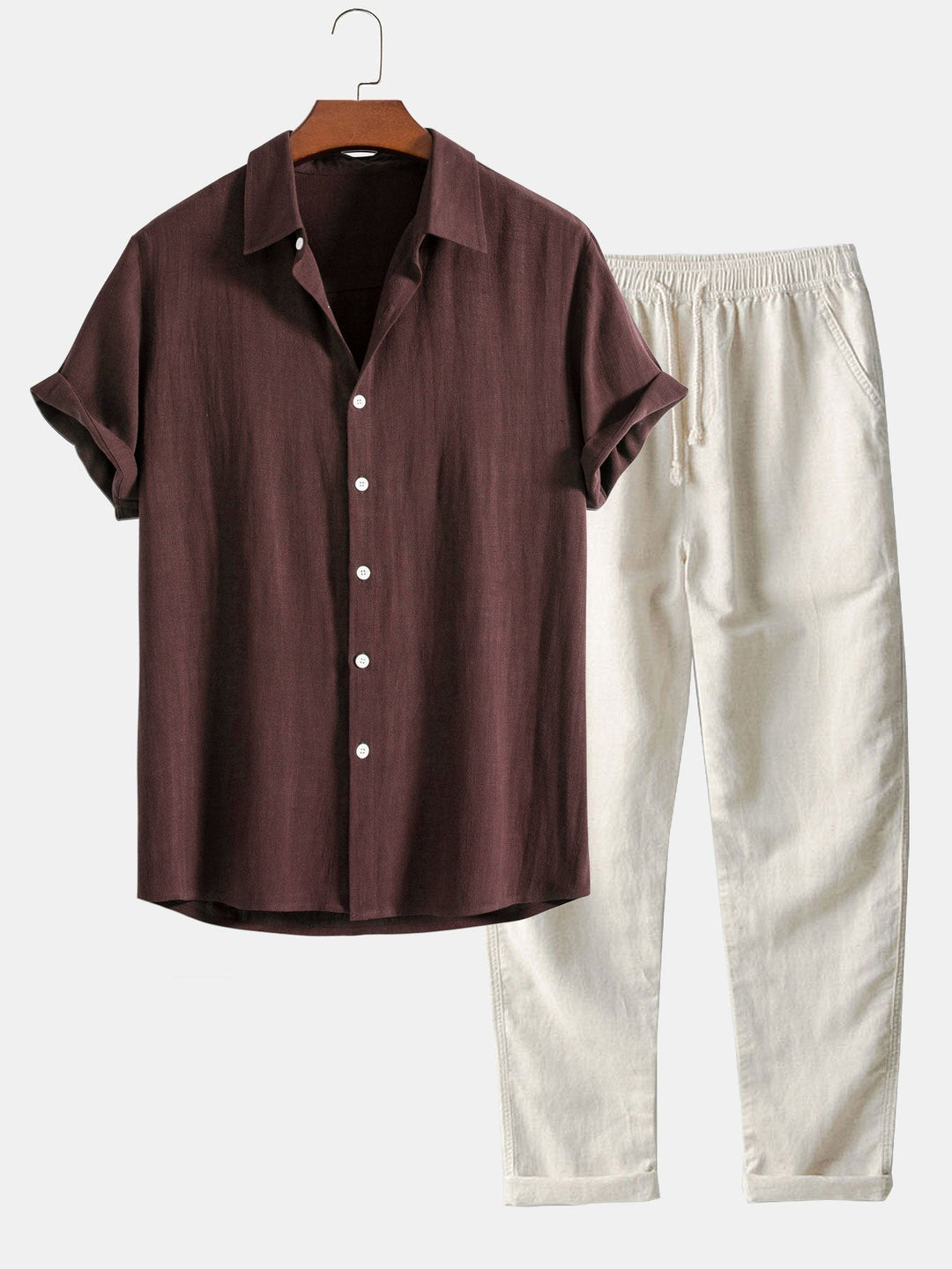 Men's Grandad Collar Button-Down Shirt