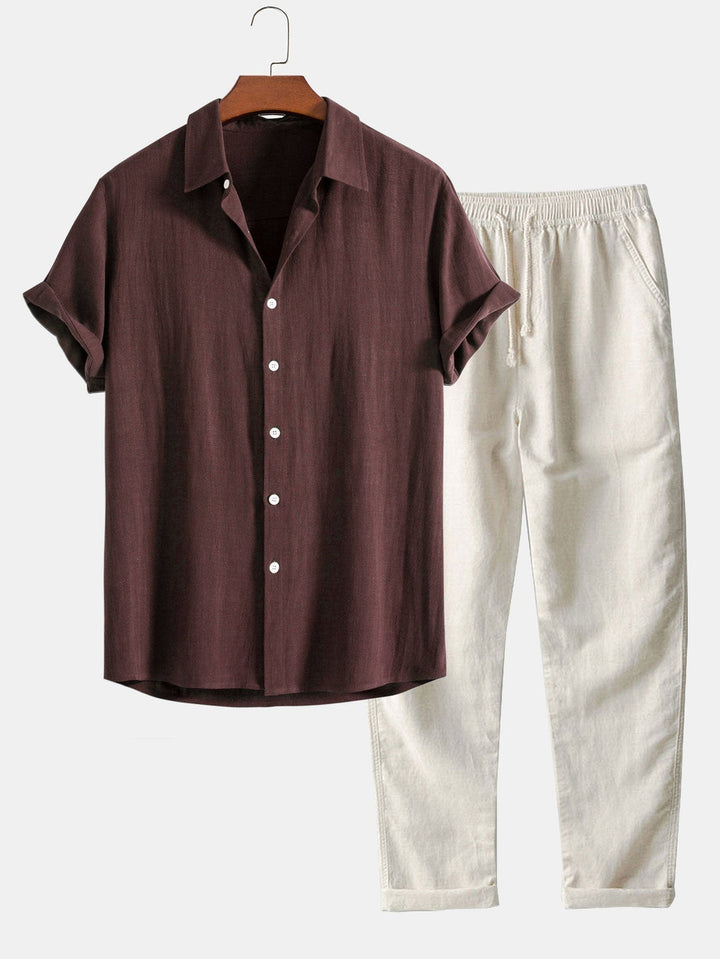 Men's Grandad Collar Button-Down Shirt