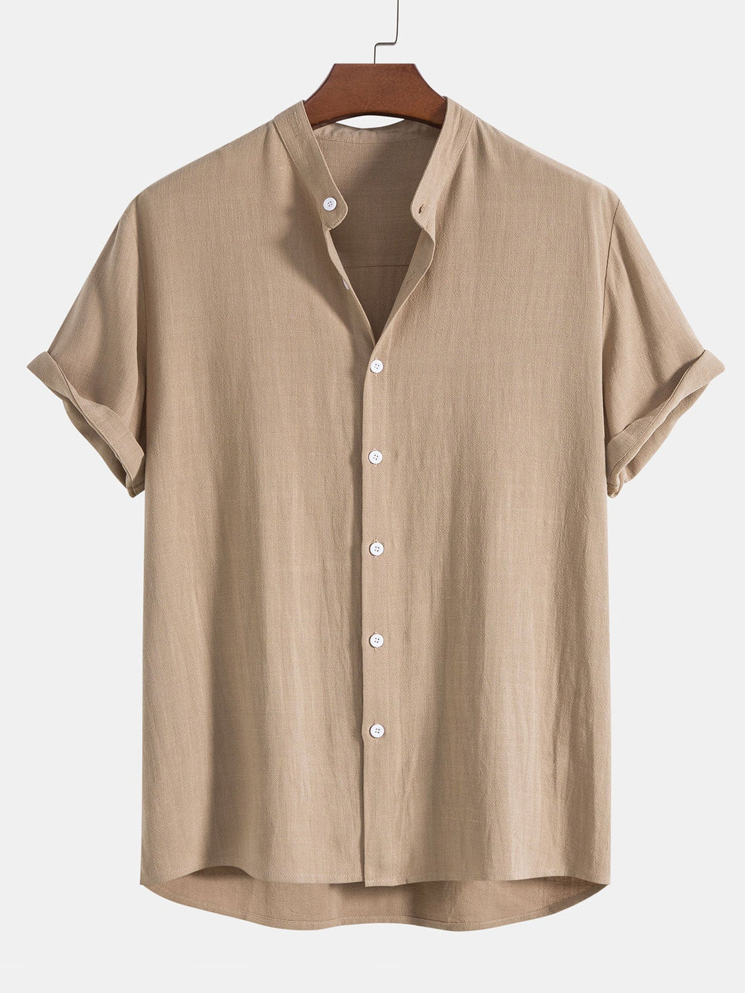 Men's Grandad Collar Button-Down Shirt