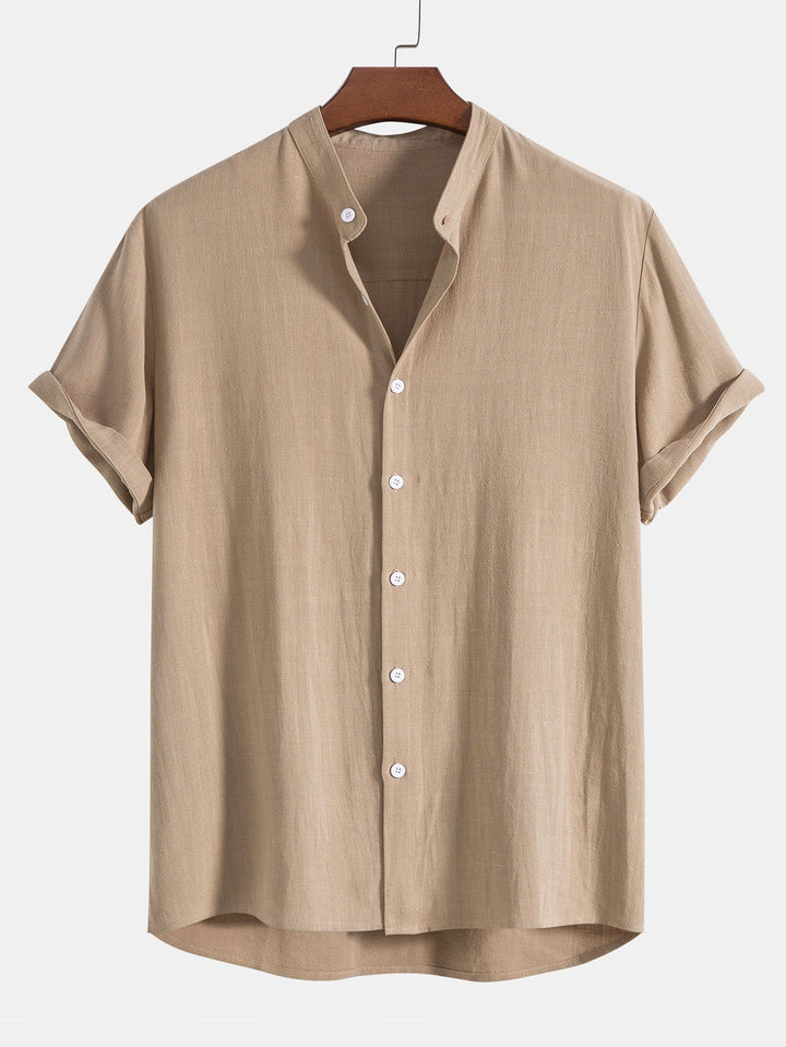Men's Grandad Collar Button-Down Shirt