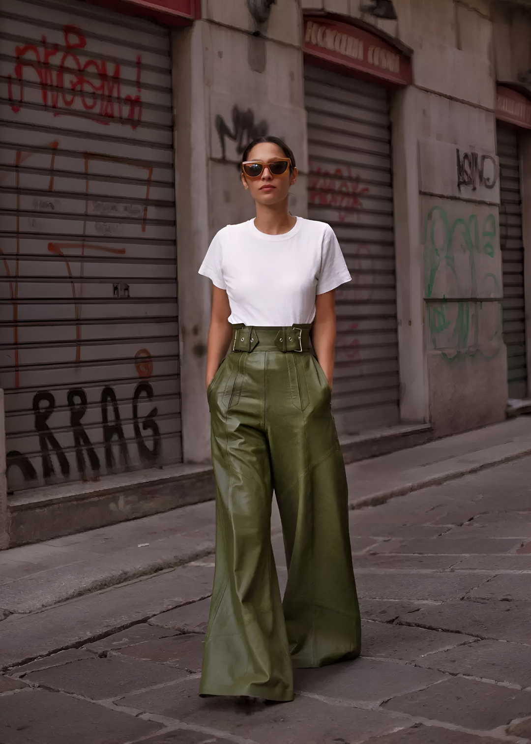 Holly | Women's Elegant High Waist Leather Pants-Metro Lane Plaza