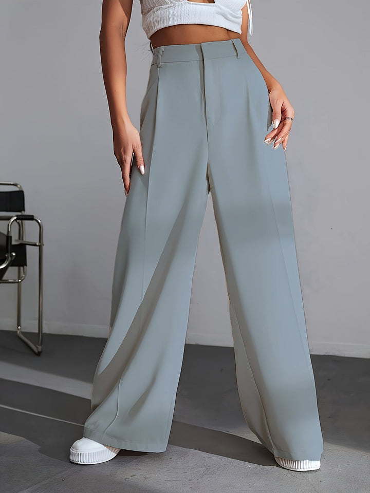 Iara | Women's High Waist Wide Leg Trousers-Metro Lane Plaza