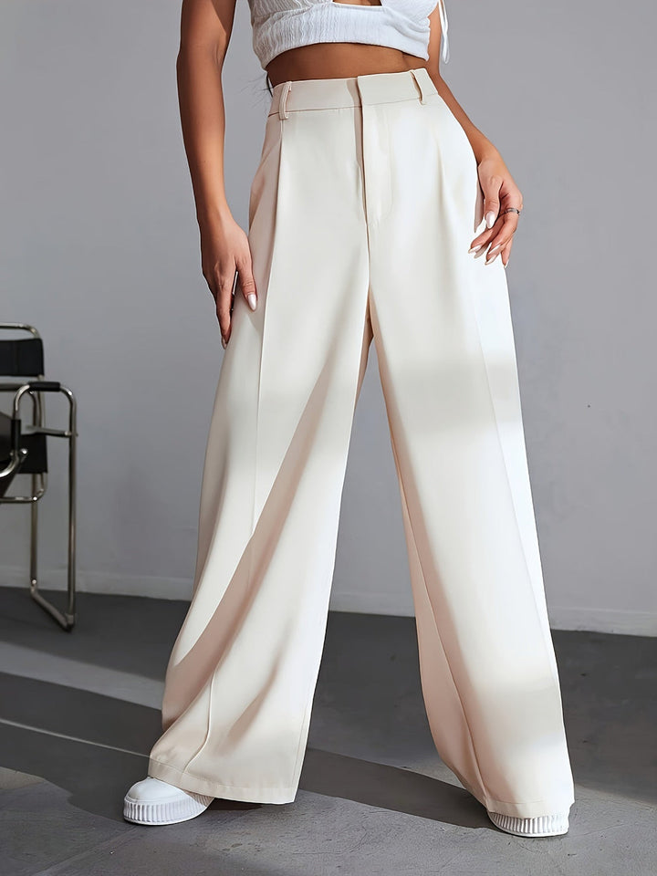 Iara | Women's High Waist Wide Leg Trousers-Metro Lane Plaza
