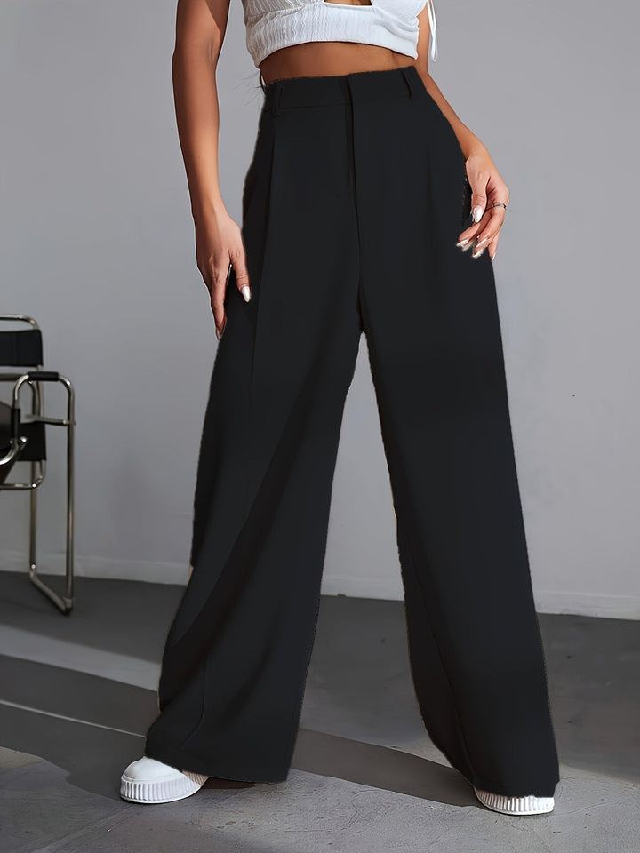 Iara | Women's High Waist Wide Leg Trousers-Metro Lane Plaza