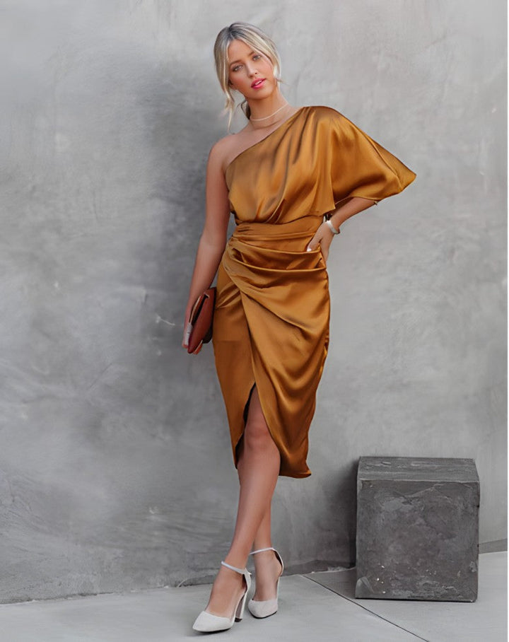Women's Elegant Silk Evening Dress-Metro Lane Plaza