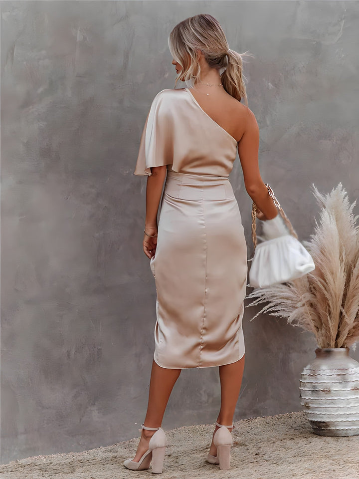 Women's Elegant Silk Evening Dress-Metro Lane Plaza