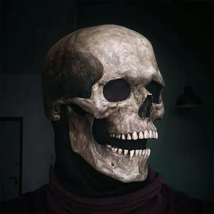 Realistisch schedelmasker voor dames met bewegende kaak en botdetails