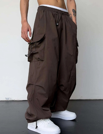 Men's Wide Leg Loose Fit Cargo Pants-Metro Lane Plaza