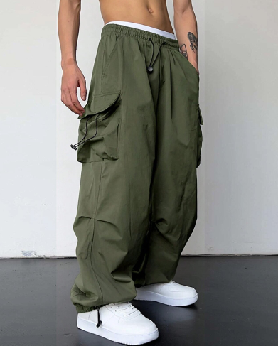 Men's Wide Leg Loose Fit Cargo Pants-Metro Lane Plaza