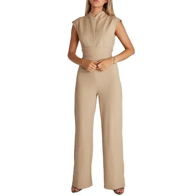 Sophia | Women's Elegant V-Neck Jumpsuit-Metro Lane Plaza