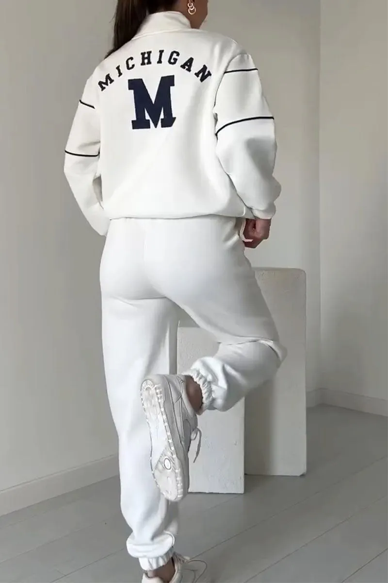Megan | Women's Varsity Style Training Tracksuit with Half Zipper-Metro Lane Plaza