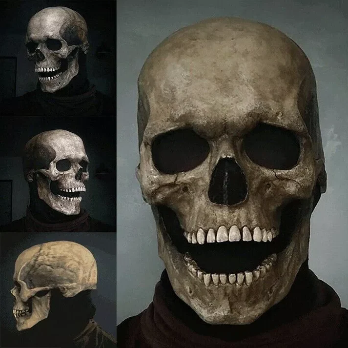 Realistisch schedelmasker voor dames met bewegende kaak en botdetails