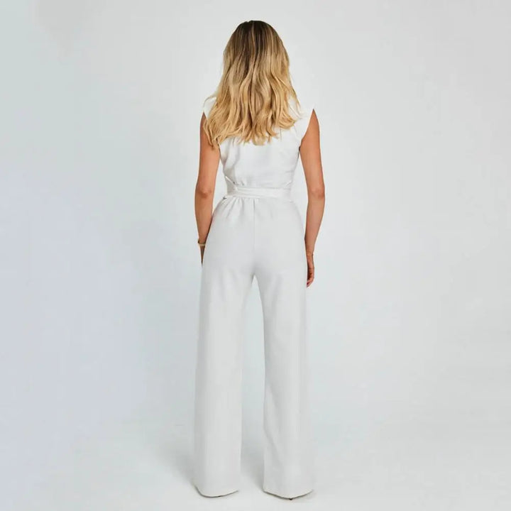 Sophia | Women's Elegant V-Neck Jumpsuit-Metro Lane Plaza