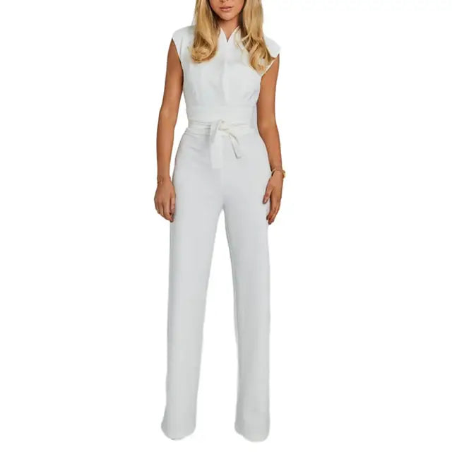 Sophia | Women's Elegant V-Neck Jumpsuit-Metro Lane Plaza