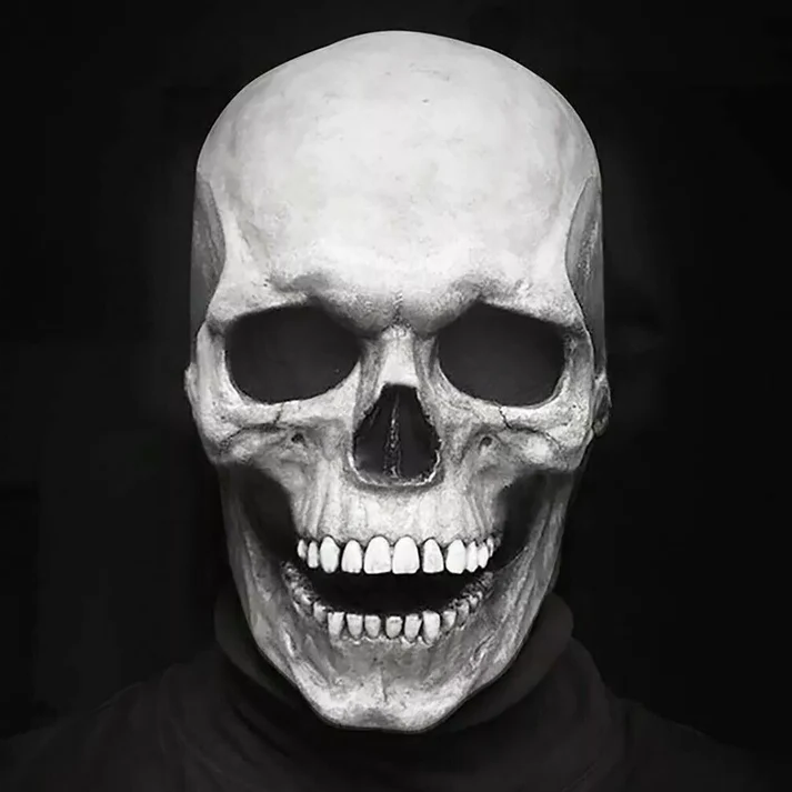 Realistisch schedelmasker voor dames met bewegende kaak en botdetails