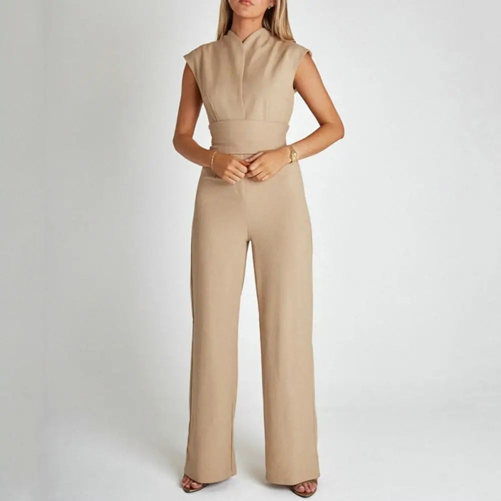 Sophia | Women's Elegant V-Neck Jumpsuit-Metro Lane Plaza