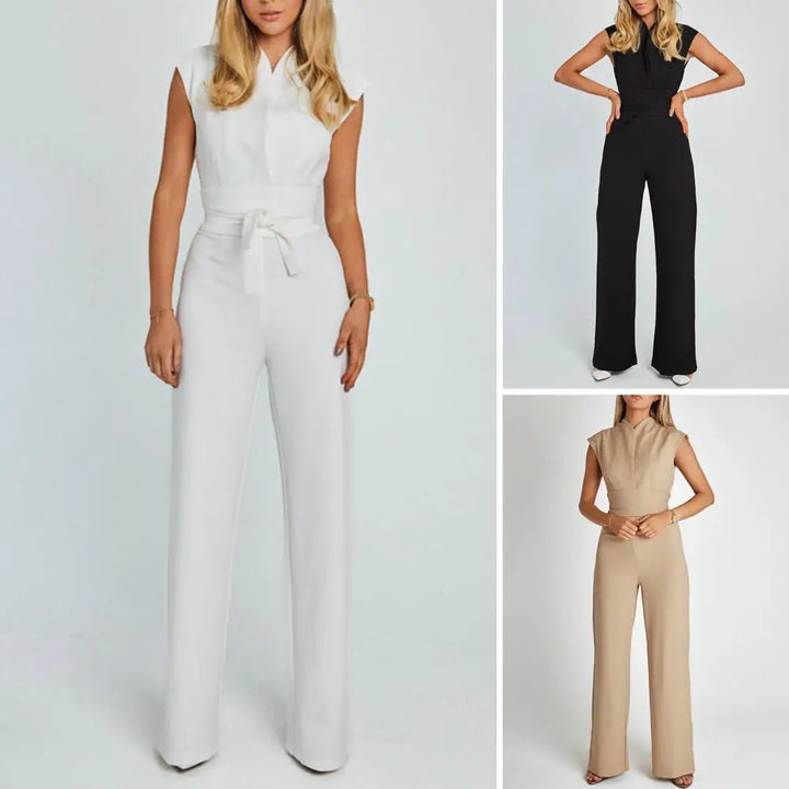 Sophia | Women's Elegant V-Neck Jumpsuit-Metro Lane Plaza