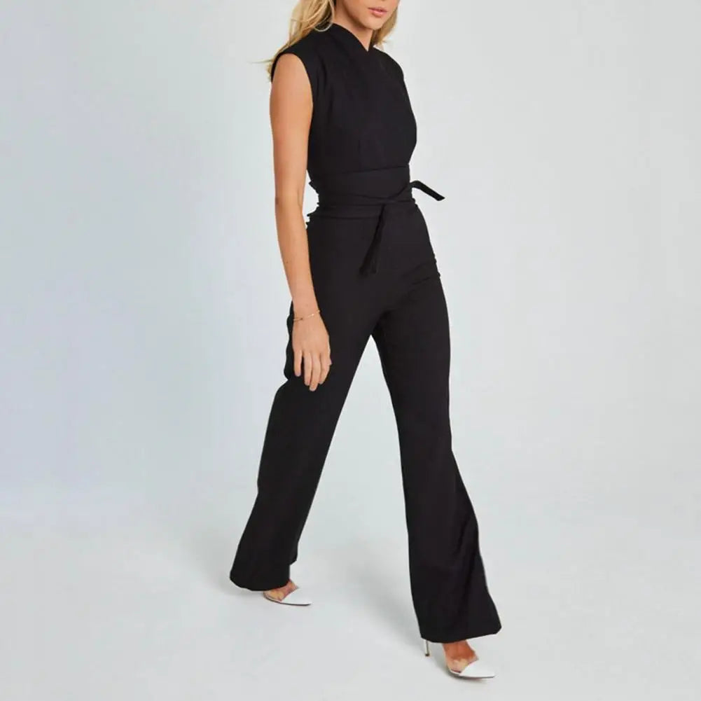 Sophia | Women's Elegant V-Neck Jumpsuit-Metro Lane Plaza