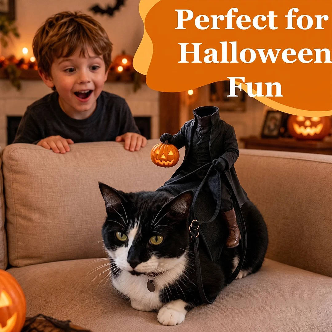 Disfraz de mascota del Jinete sin cabeza para gatos y perros, diversión de Halloween