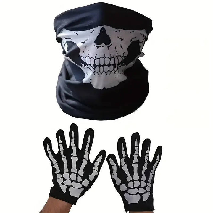 Costume da Tristo Mietitore con occhi luminosi e guanti da scheletro