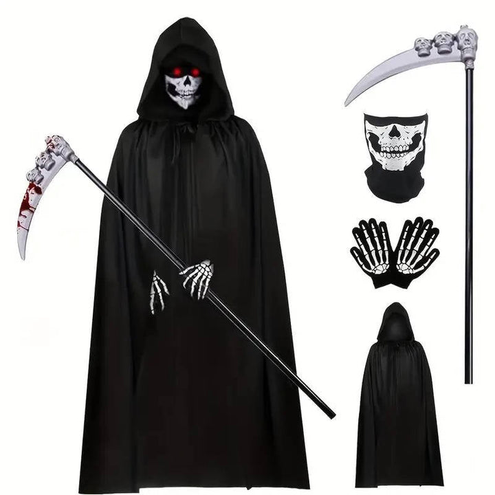 Costume da Tristo Mietitore con occhi luminosi e guanti da scheletro