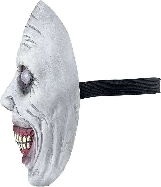 Maschera spaventosa da demone bianco sorridente per cosplay di Halloween