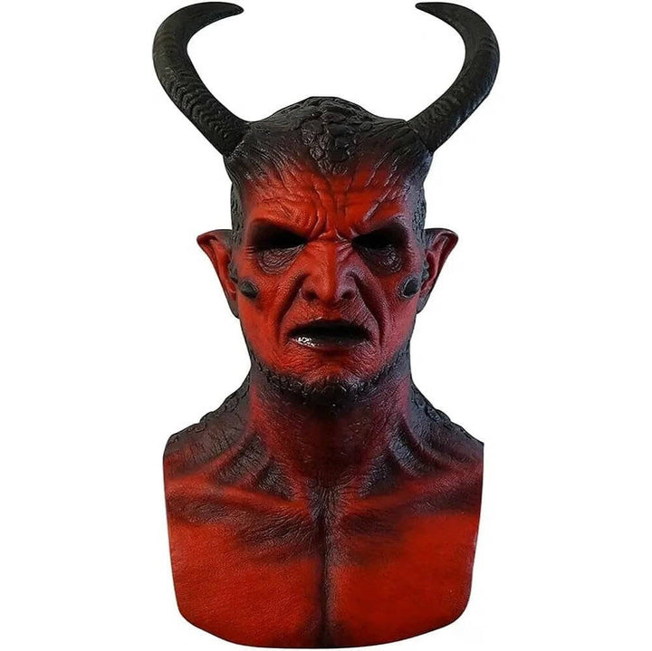 Máscara realista de demonio de látex con cuernos para fiestas de Halloween