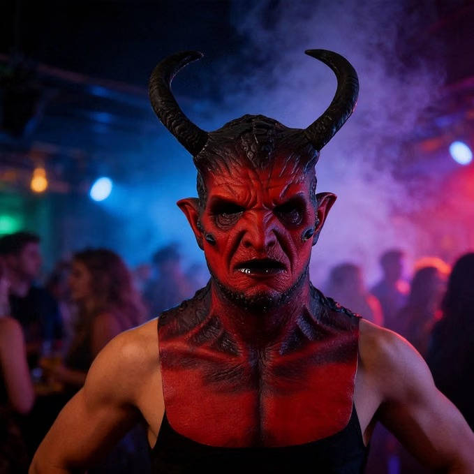 Máscara realista de demonio de látex con cuernos para fiestas de Halloween