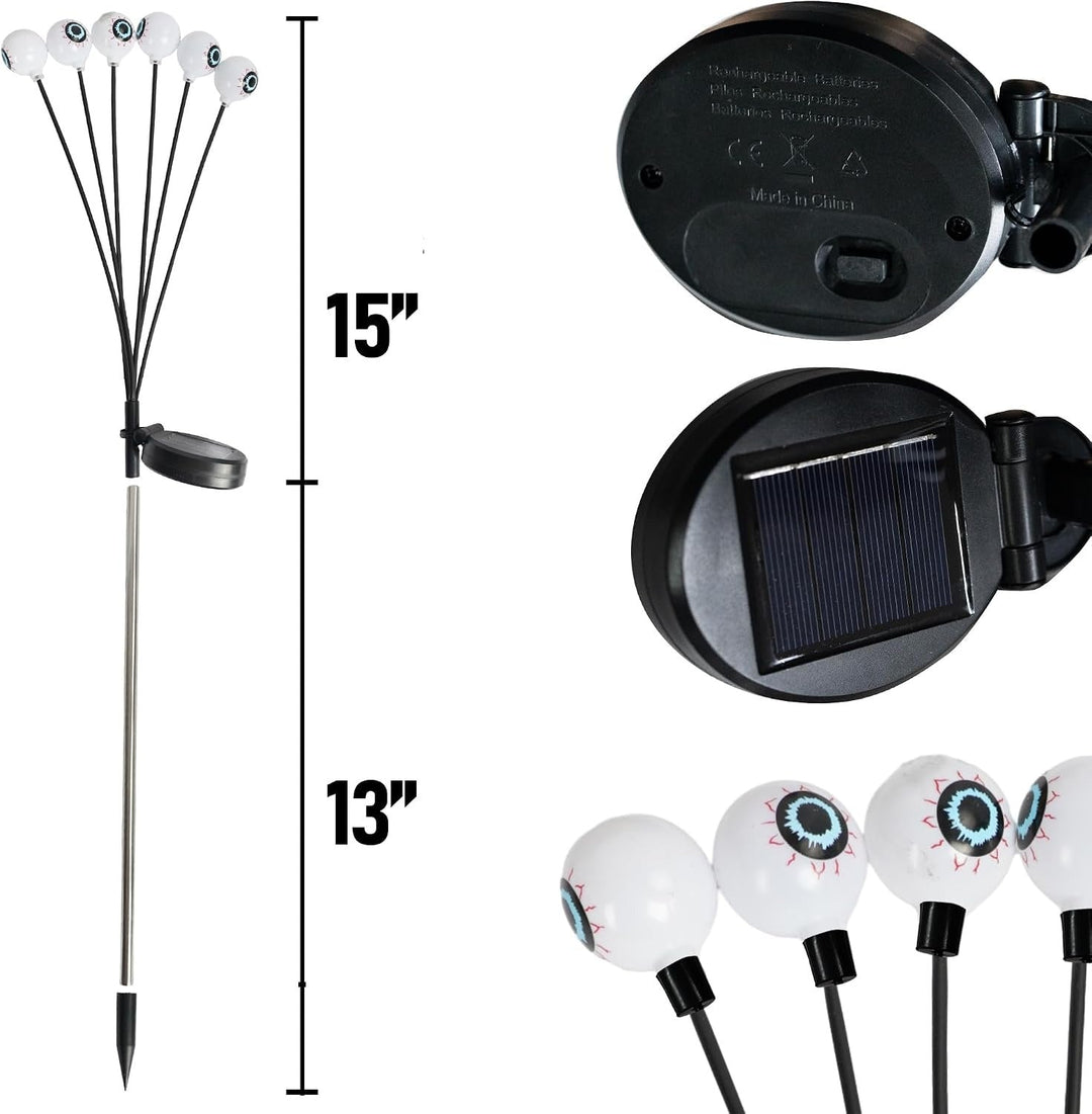 Set van 4 Halloween-lampen op zonne-energie voor dames, 24 leds voor buitentuin
