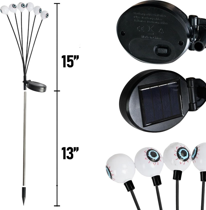 Set van 4 Halloween-lampen op zonne-energie voor dames, 24 leds voor buitentuin