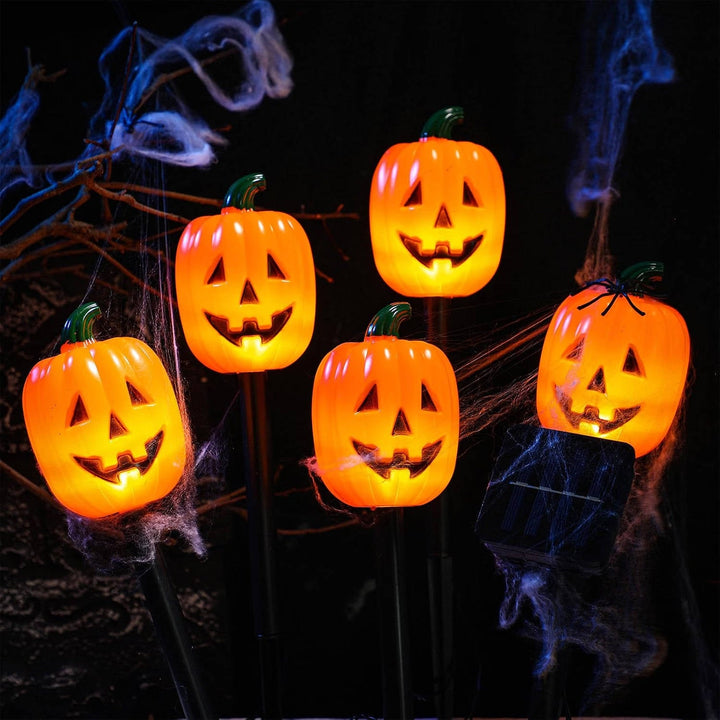 Women's 10 Pack Waterproof Solar Pumpkin Stake Lights for Halloween Decor