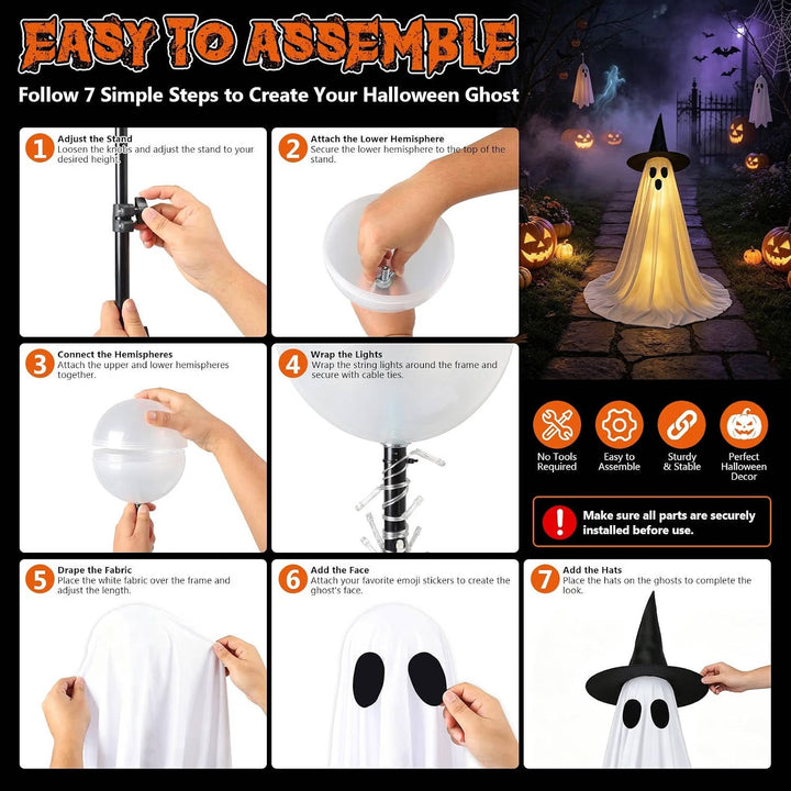 Set da 2 decorazioni fantasma illuminate da donna da 5 FT con telecomando per Halloween