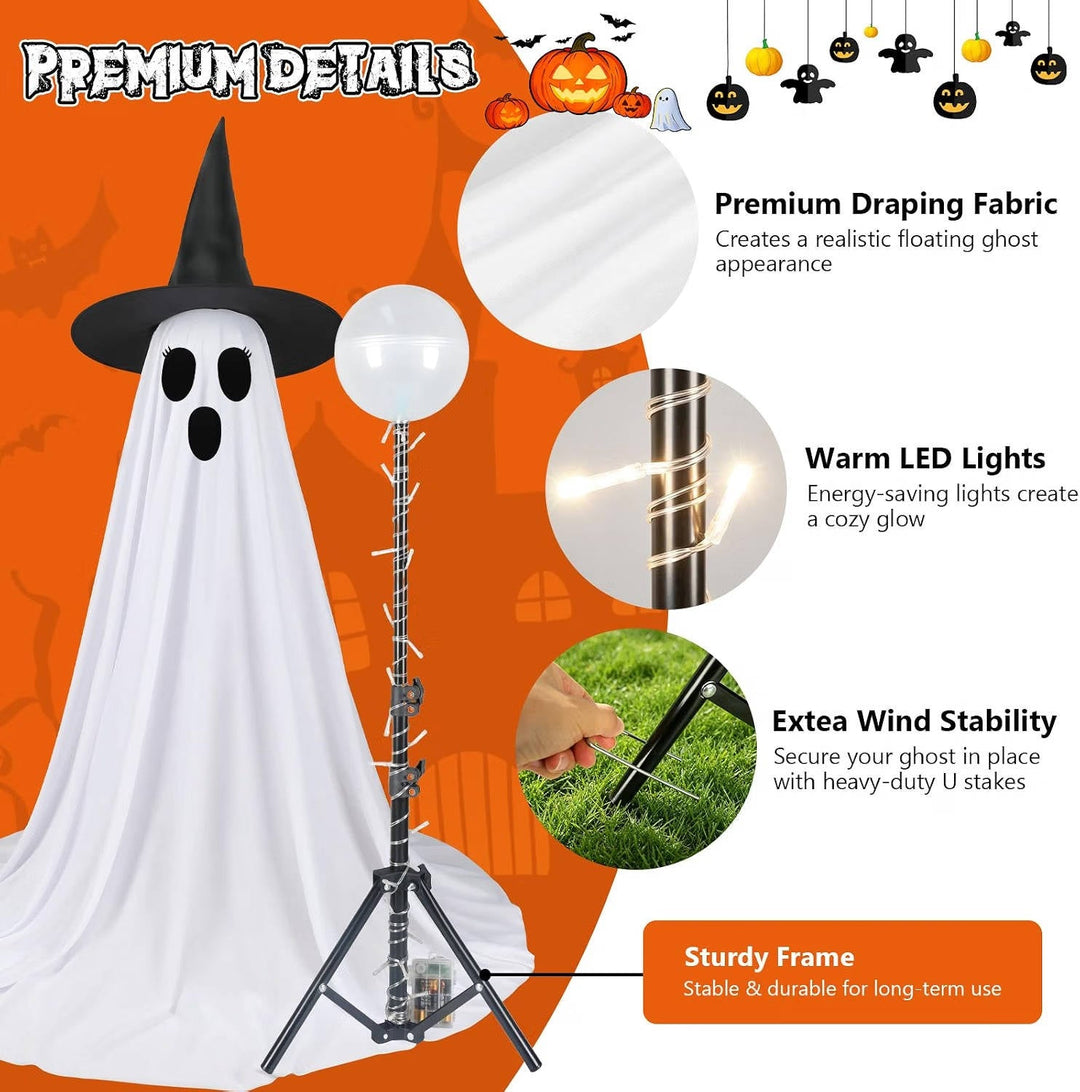 Set da 2 decorazioni fantasma illuminate da donna da 5 FT con telecomando per Halloween