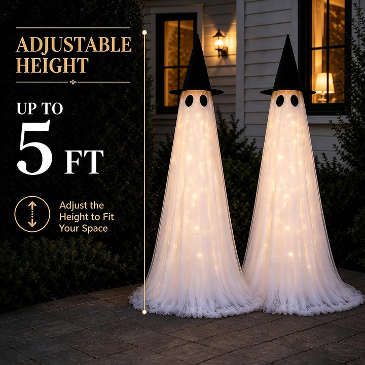 Décorations fantômes lumineuses grand format de 1,52 m, lot de 2 pour femme, pour Halloween
