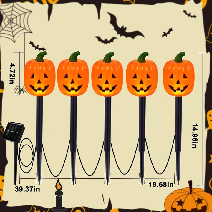Women's 10 Pack Waterproof Solar Pumpkin Stake Lights for Halloween Decor