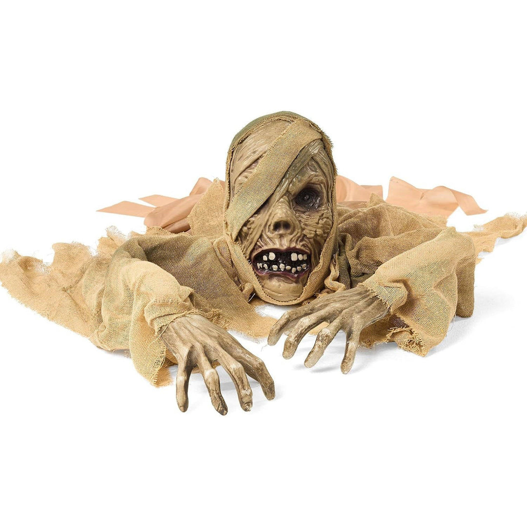 Figura de zombi que emerge del suelo para Halloween, con ojos iluminados y sonido, para mujer