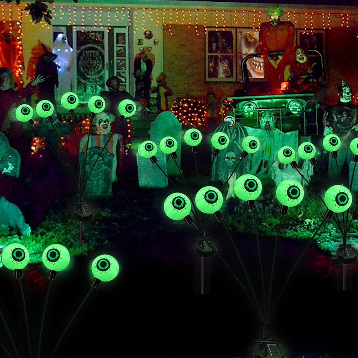 Set van 4 Halloween-lampen op zonne-energie voor dames, 24 leds voor buitentuin