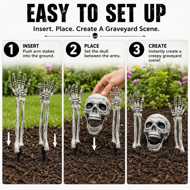 Realistische skeletgrondpennen voor dames voor Halloweenversiering van gazon en tuin
