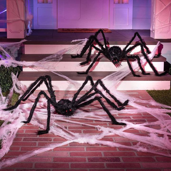 Decorazioni per Halloween, confezione da 2, ragno nero gigante peloso da 5 FT