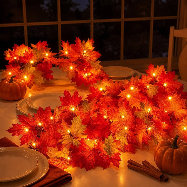 Ghirlanda autunnale da 9FT con 50 luci arancioni per decorazioni di Halloween