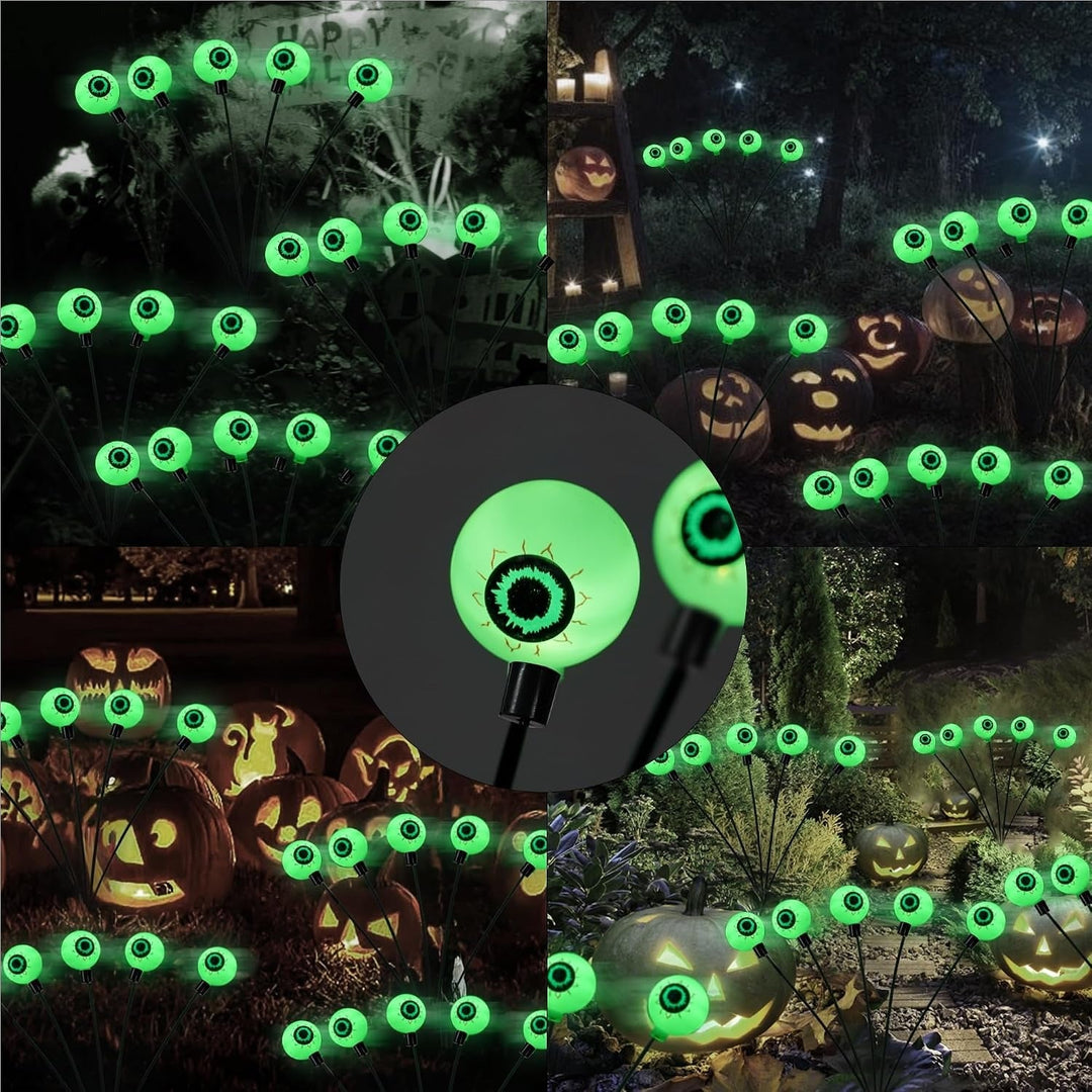 Set van 4 Halloween-lampen op zonne-energie voor dames, 24 leds voor buitentuin