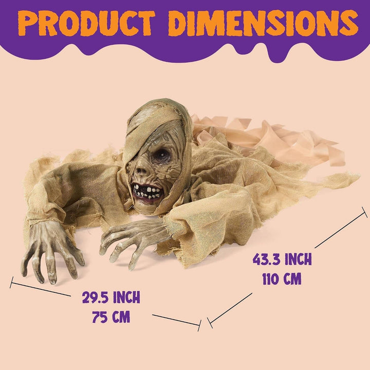 Figura de zombi que emerge del suelo para Halloween, con ojos iluminados y sonido, para mujer