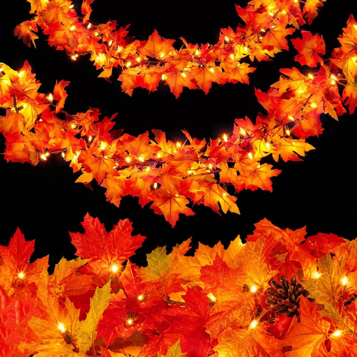 Ghirlanda autunnale da 9FT con 50 luci arancioni per decorazioni di Halloween