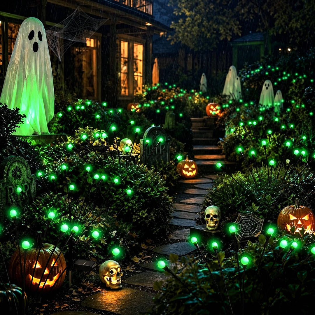 Set van 4 Halloween-lampen op zonne-energie, 40 leds, buitendecoratie voor de tuin, voor dames